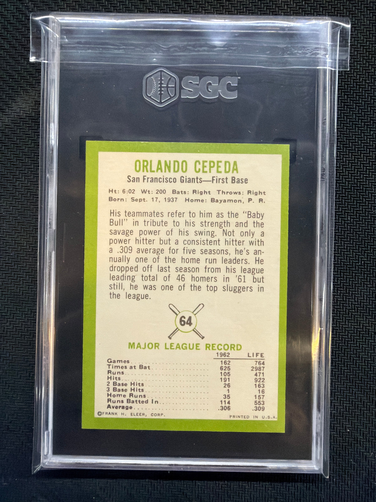 1963 Fleer Orlando Cepeda #64 SGC 6.5 Giants