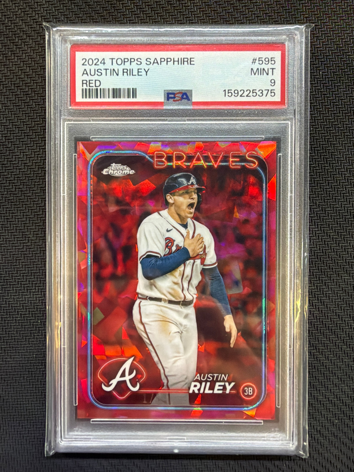 2024 Topps Chrome Sapphire Austin Riley Red /5 #595 PSA 9 Braves