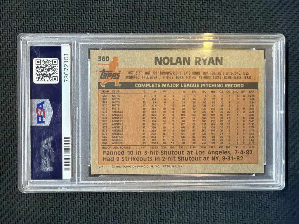 1983 Topps Nolan Ryan #360 PSA 8 Astros