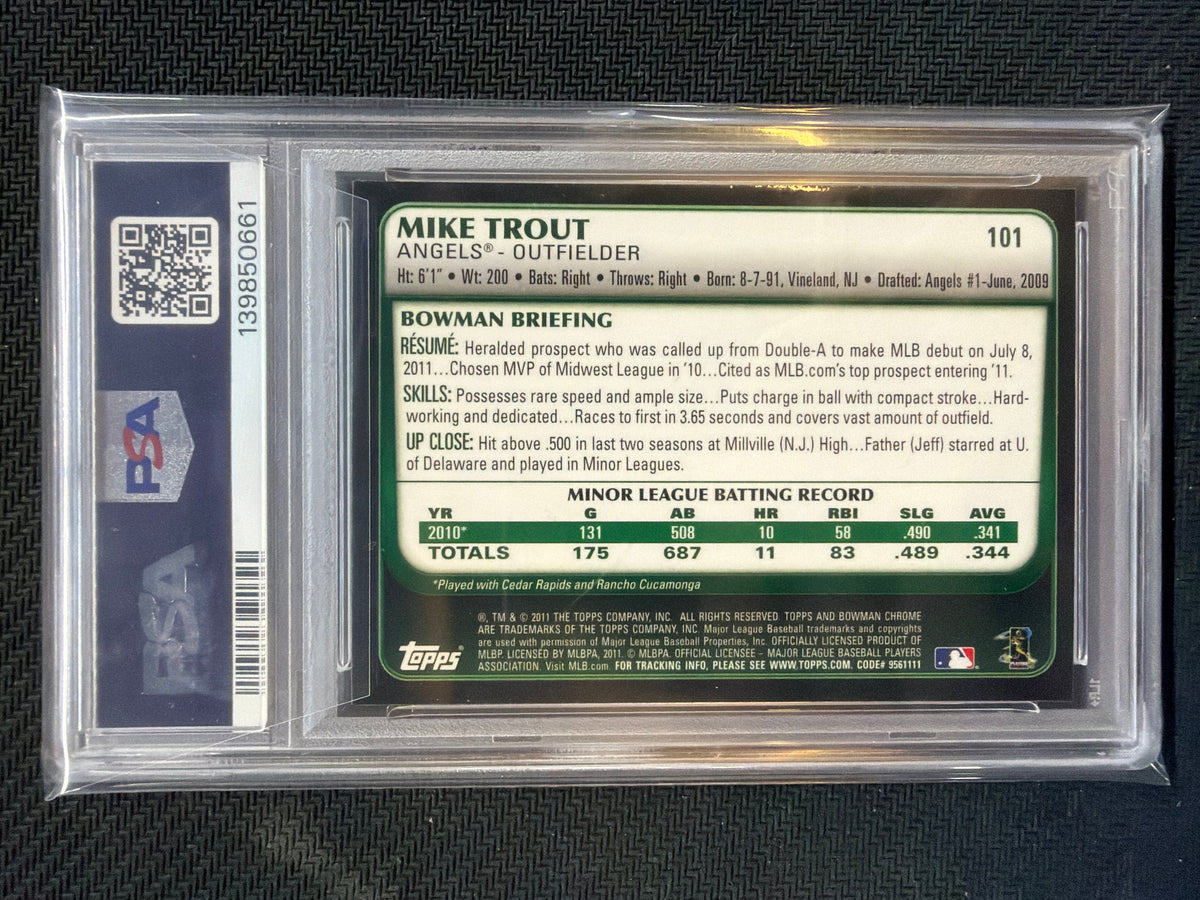 2011 Bowman Chrome Mike Trout Draft #101 PSA 9 Angels