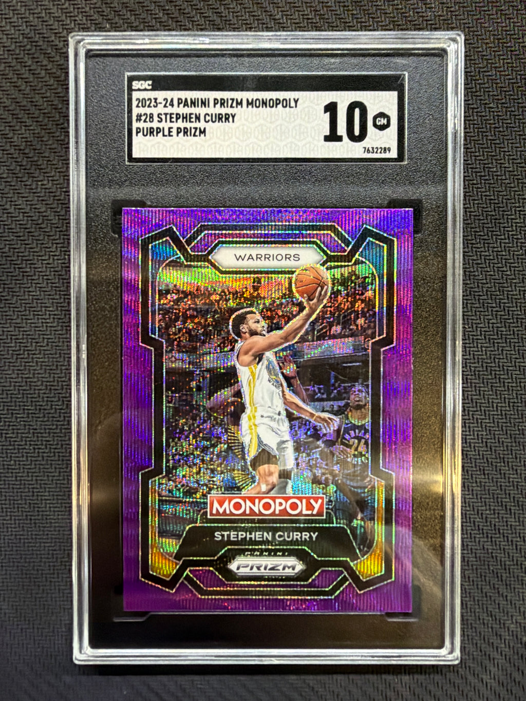 2023 Panini Prizm Monopoly Stephen Curry Purple Prizm #28 SGC 10 Warriors