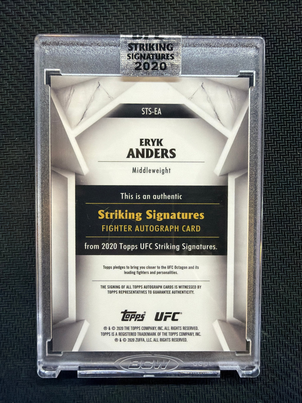 2020 Topps UFC Striking Signature Eryk Anders #STS-EA /621