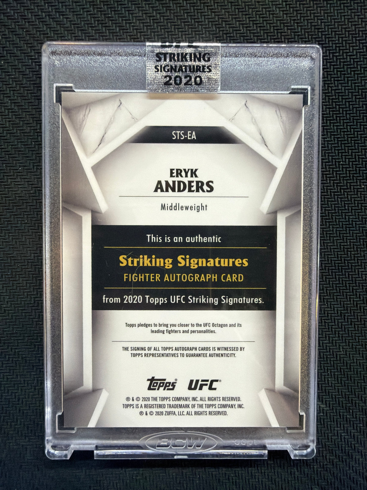 2020 Topps UFC Striking Signature Eryk Anders #STS-EA /621