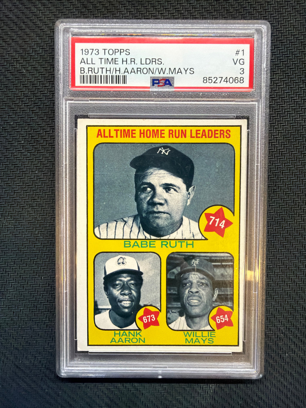 1973 Topps All Time H.R. Leaders B.Ruth/H.Aaron/W.Mays #1 PSA 3