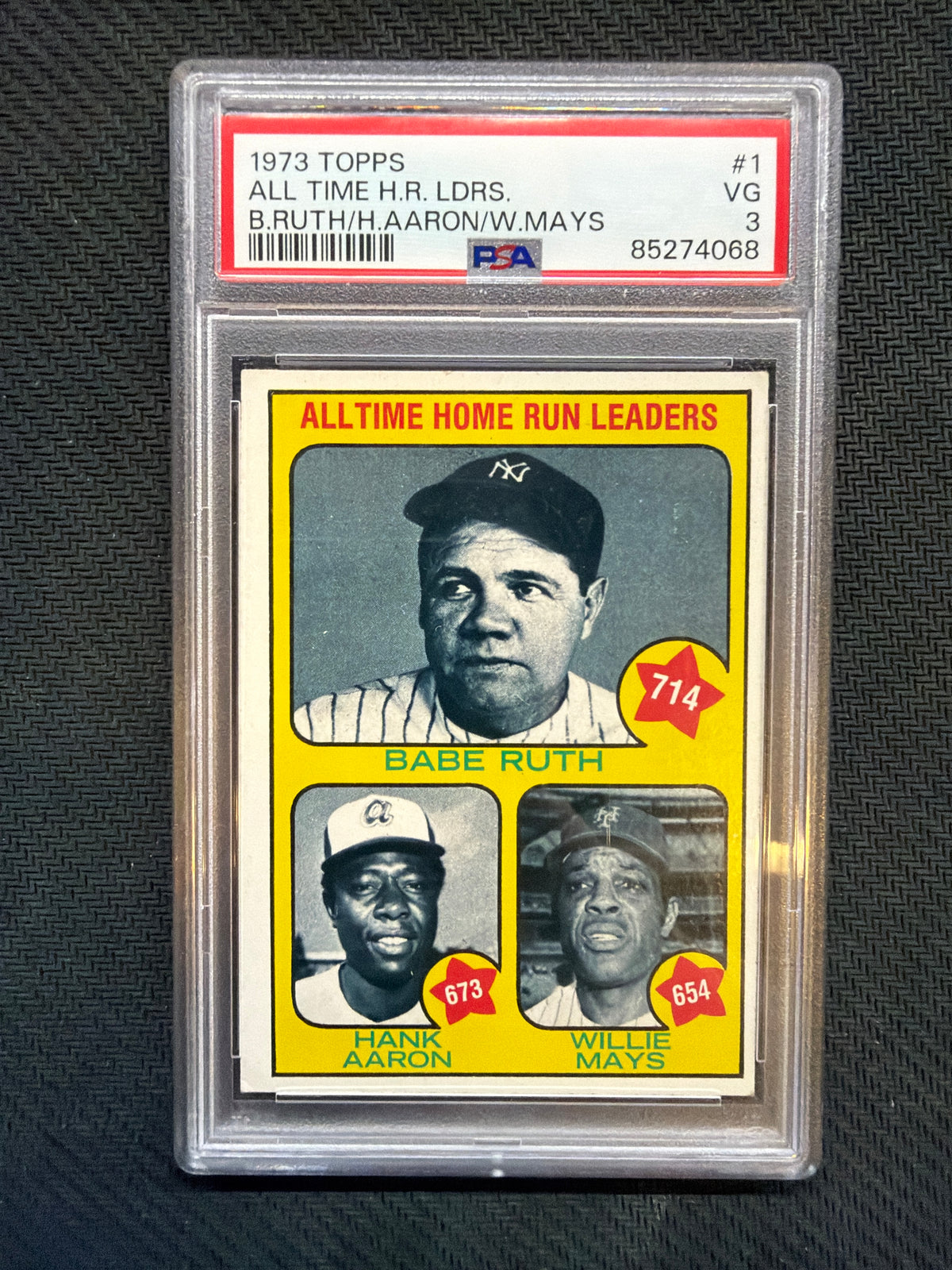 1973 Topps All Time H.R. Leaders B.Ruth/H.Aaron/W.Mays #1 PSA 3