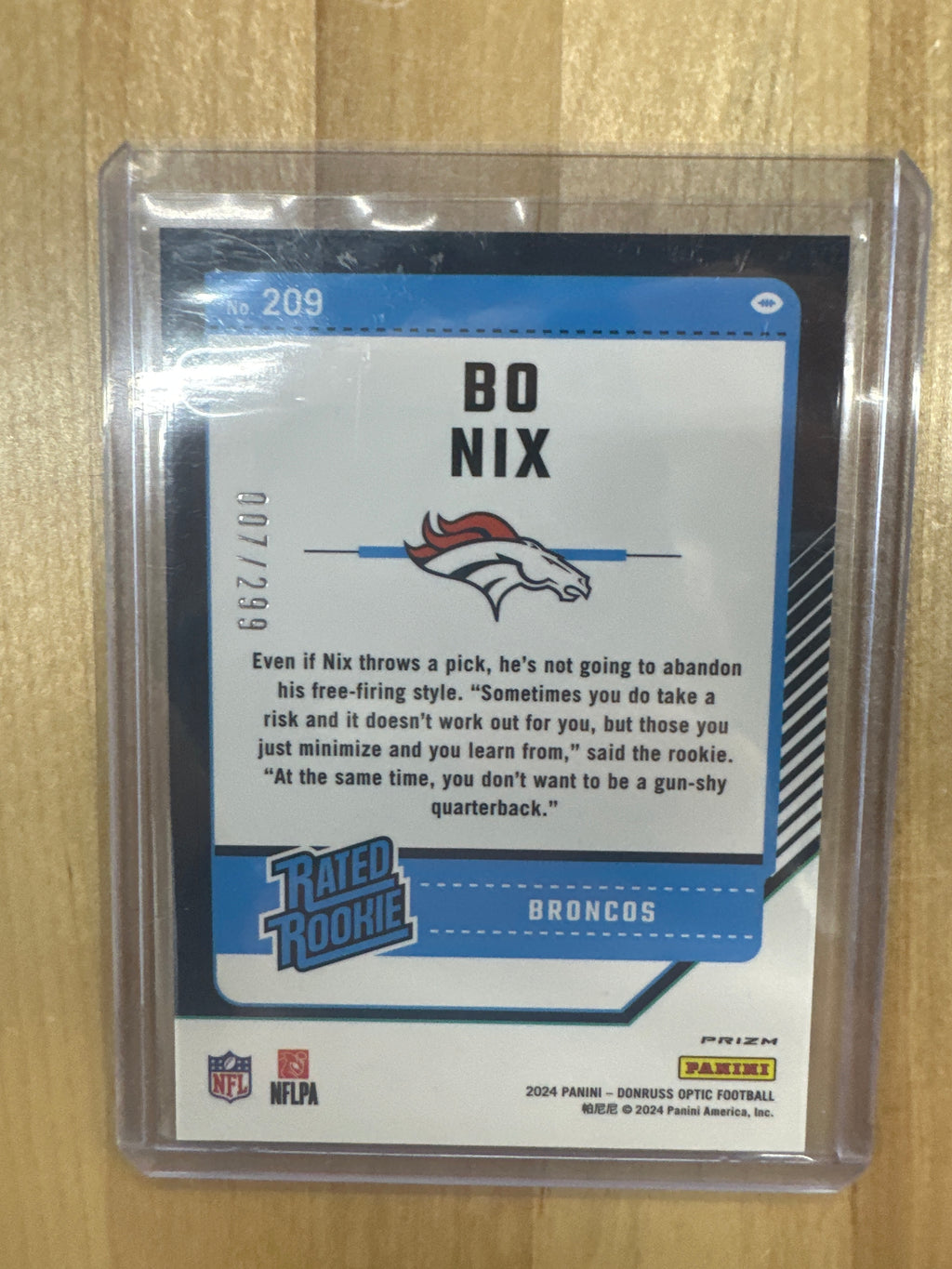 2024 Optic Bo Nix Aqua /299 Rookie