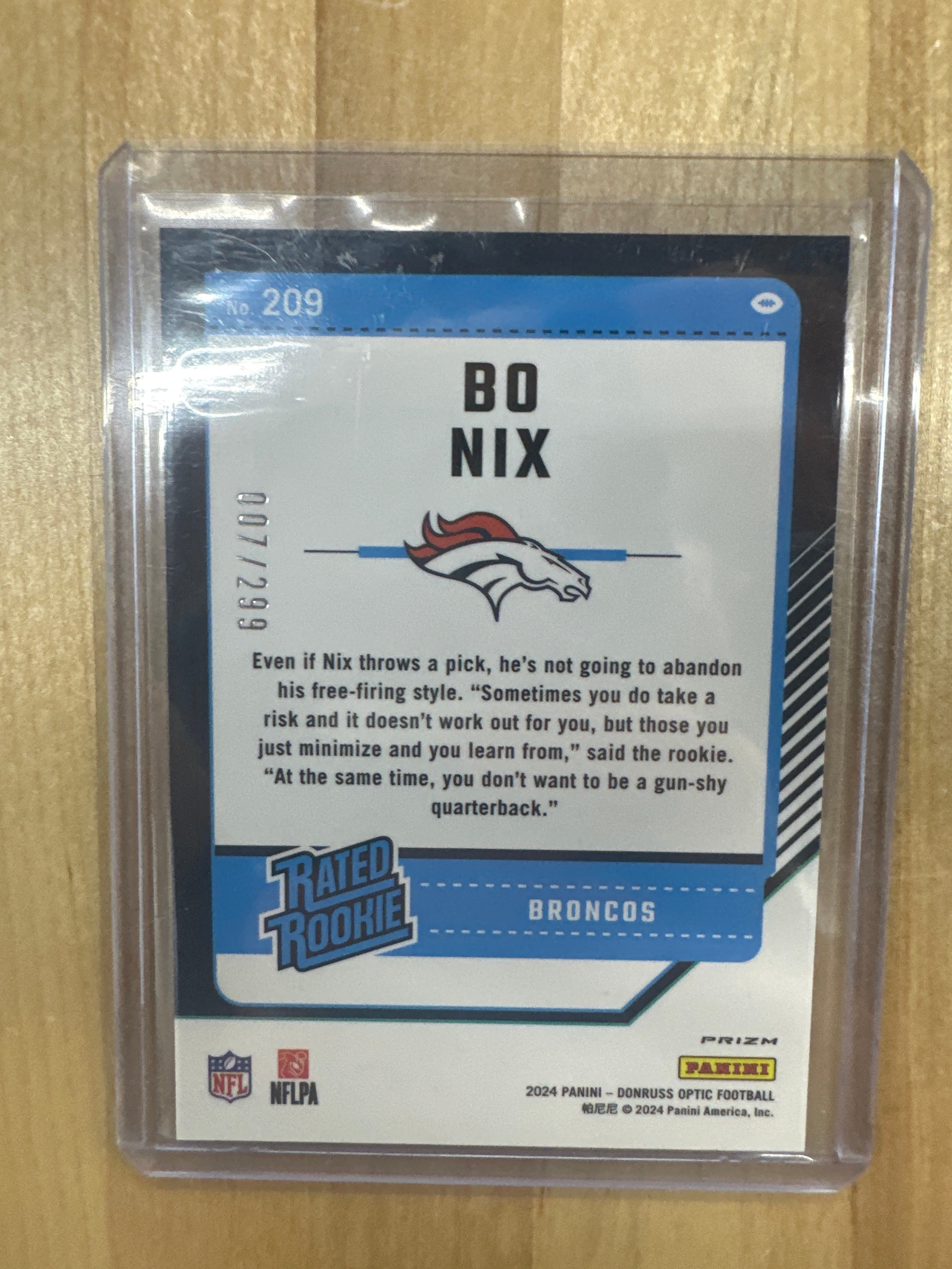2024 Optic Bo Nix Aqua /299 Rookie