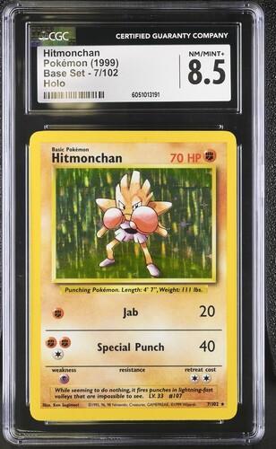 1999 Pokemon Base Set Hitmonchan Holo 7 CGC 8.5