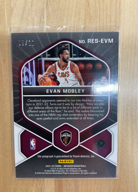2020 Obsidian Evan Mobley Rookie Yellow Auto /10