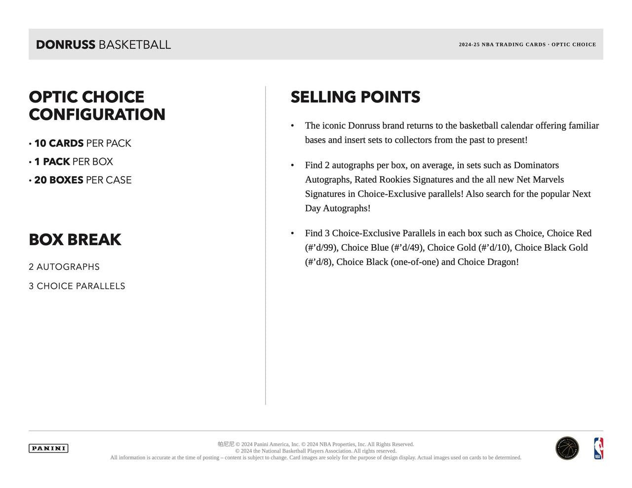 24/25 Panini Donruss Basketball Choice Box