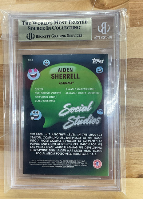 2024-25 Bowman U Chrome Aiden Sherrell Social Studies X-Fractor BGS 9.5