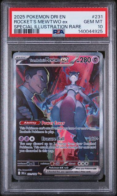 2025 Pokemon Destined Rivals Team Rocket's Mewtwo ex 231 PSA 10