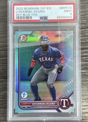 2022 Bowman 1ST Edition Luisangel Acuna Sky Blue Foil #BPPF72 PSA 9