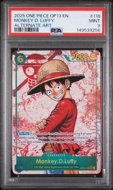 2025 One Piece OP13 Monkey D Luffy Alt Art 119 PSA 9