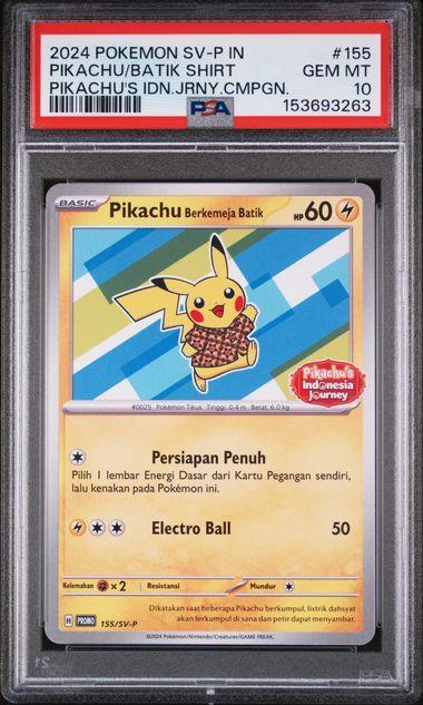 2024 Pokemon Indonesian Journey Pikachu Batik Shirt 155/SV-P PSA 10