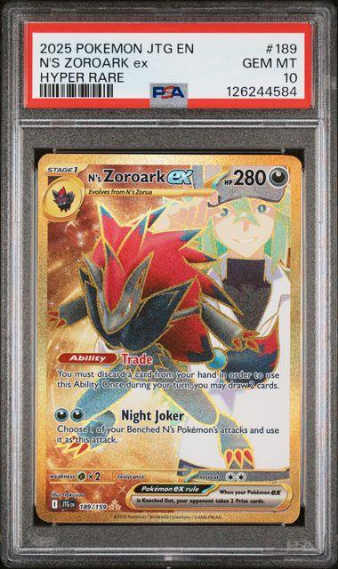 2025 Pokemon Journey Together N's Zoroark ex Hyper Rare #189 PSA 10