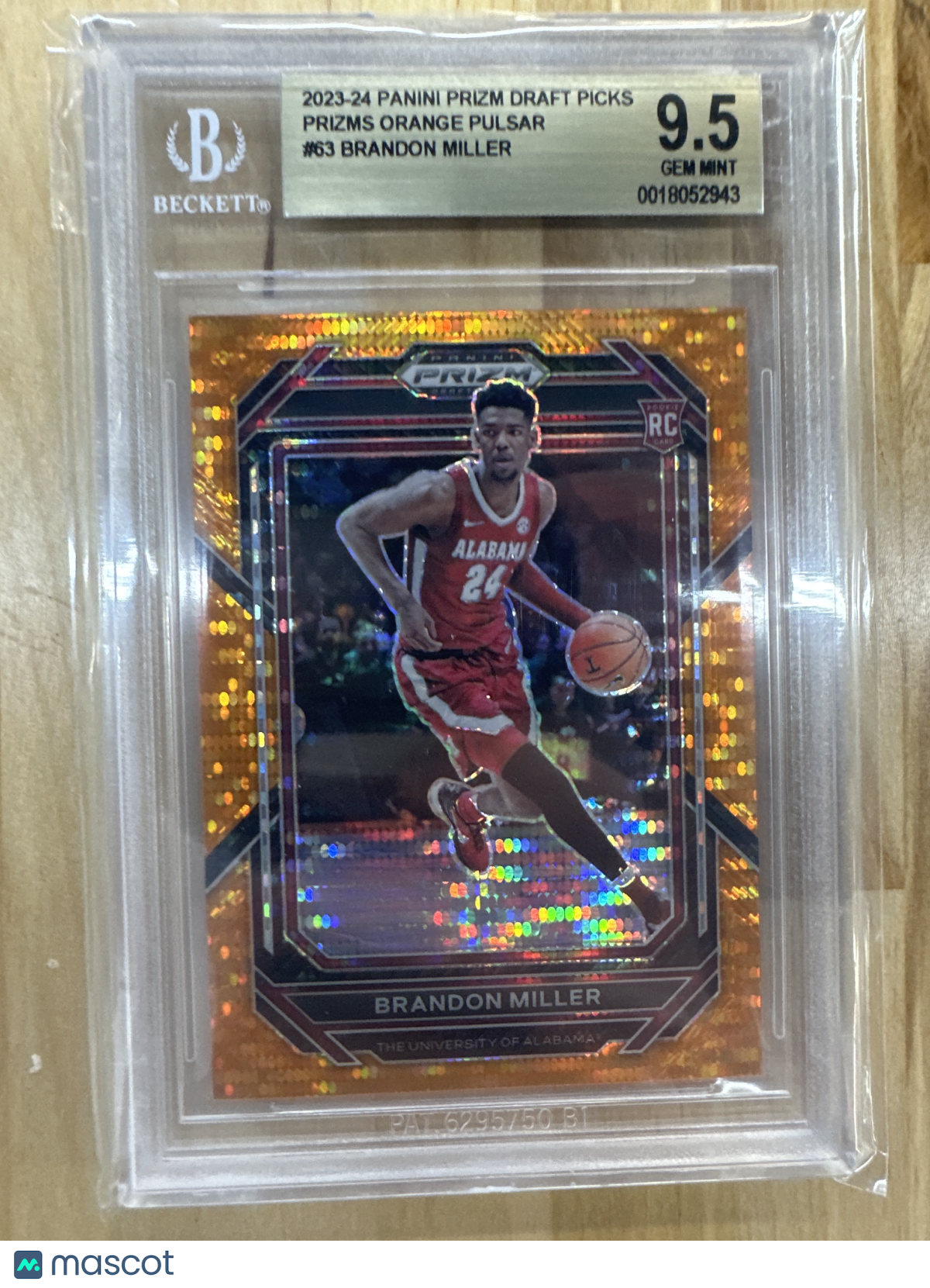 2023-24 Panini Prizm Brandon Miller Orange Pulsar /49 BGS 9.5 Alabama