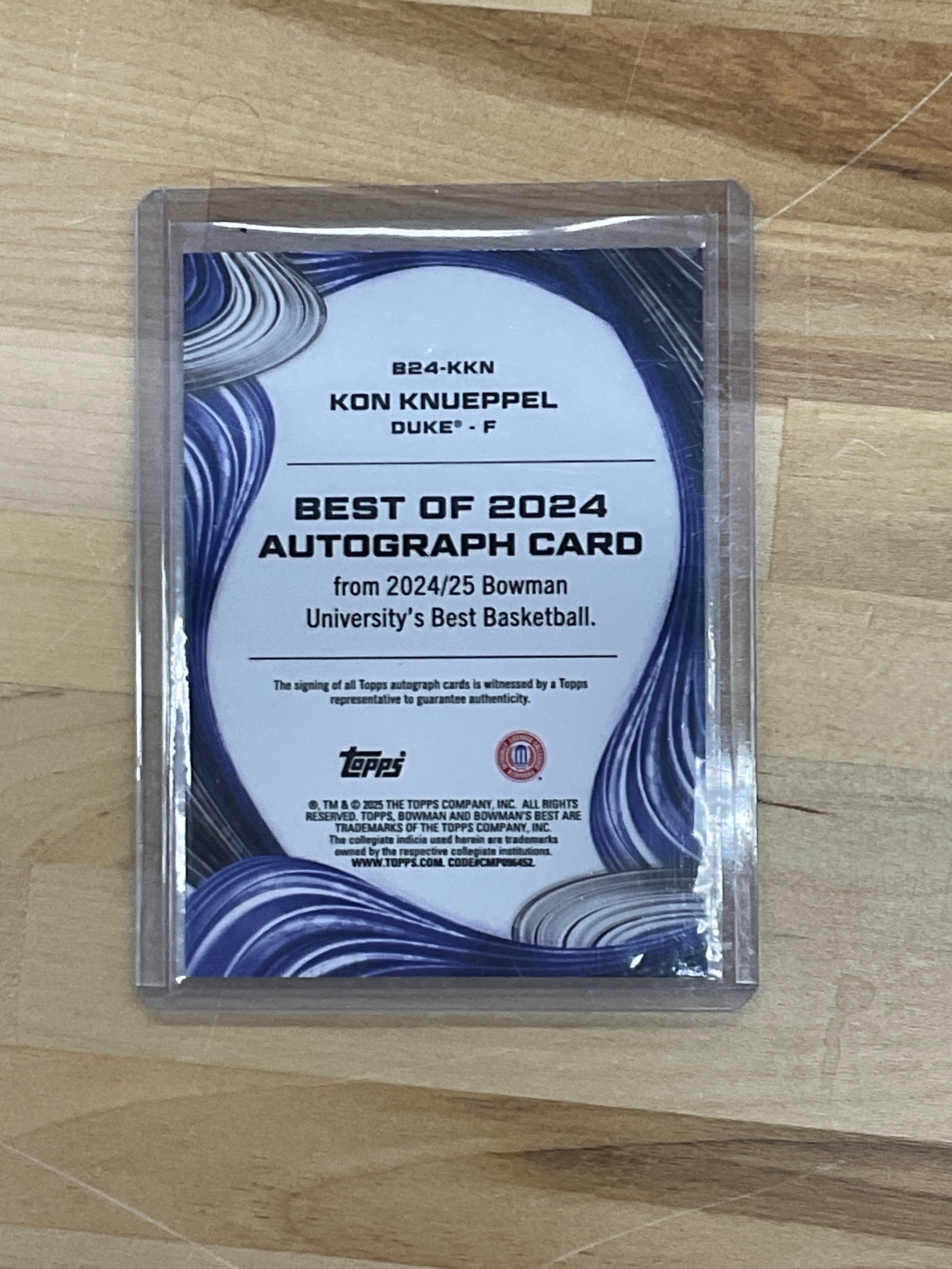 2024/25 Bowman Best Kon Knueppel Yellow Auto /75 Duke