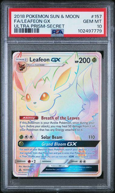 2018 Pokemon Ultra Prism Leafeon GX 157 PSA 10