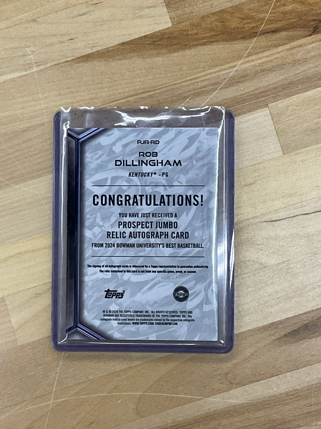 2024 Bowman Best Rob Dillingham Patch Auto Kentucky