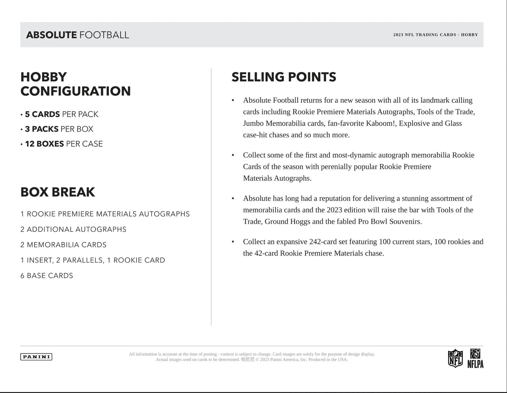 2023 Absolute Football Hobby Box