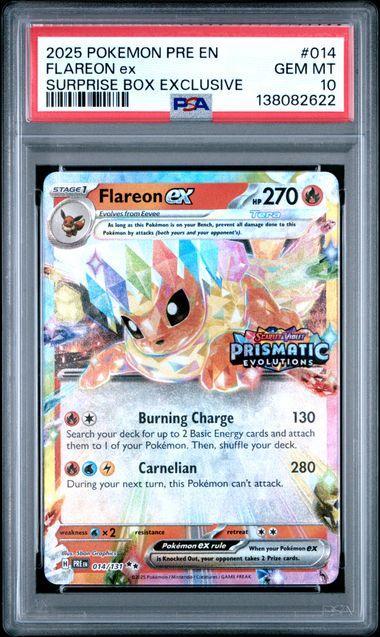 2025 Pokemon Prismatic Evolution Flareon ex 014 PSA 10