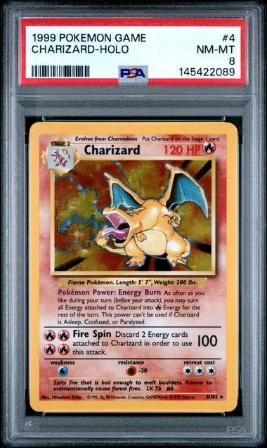 1999 Pokemon Base Set Charizard Holo 4 PSA 8