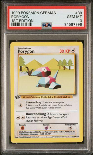 1999 German Pokemon 1st Edition Porygon 39 PSA 10