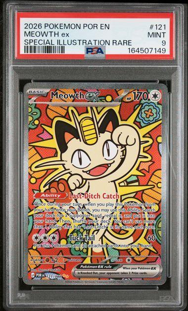 2026 Pokemon Perfect Order Meowth ex 121 PSA 9