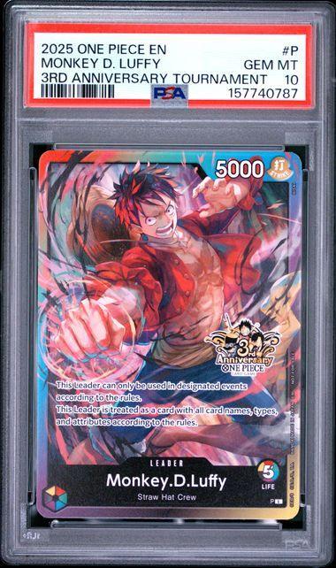 2025 One Piece 3rd Anniversary Tournament Monkey D Luffy P PSA 10