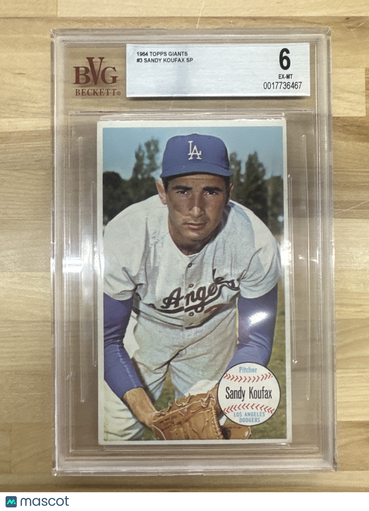 1964 Topps Giants Sandy Koufax BVG 6