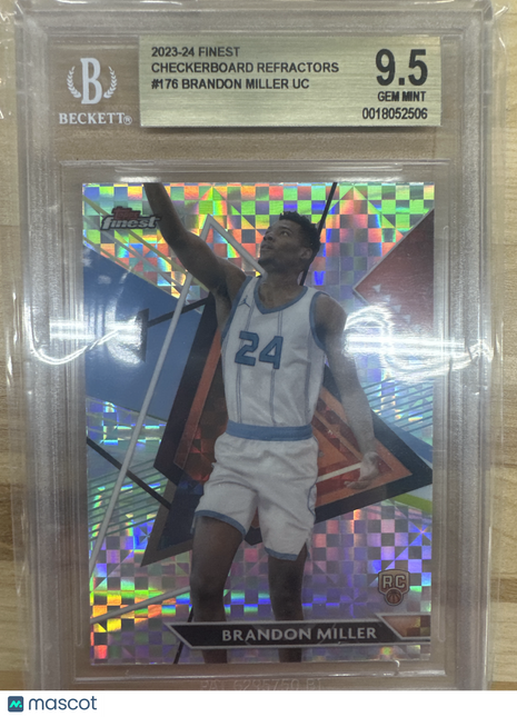 2023-24 Finest Brandon Miller Checkerboard Refractor BGS 9.5