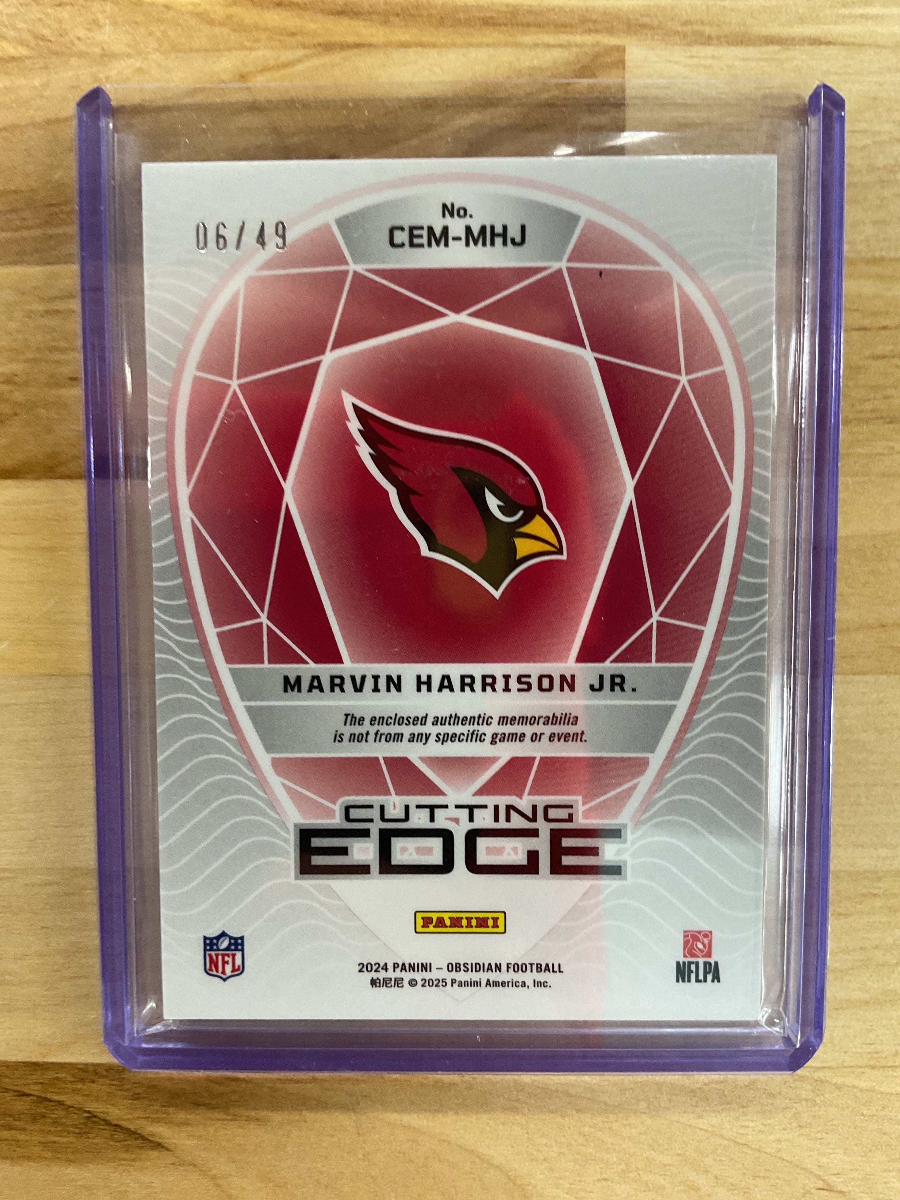 2024 Obsidian Cuttign The Edge Marvin Harrison Jr Dual Patch /49
