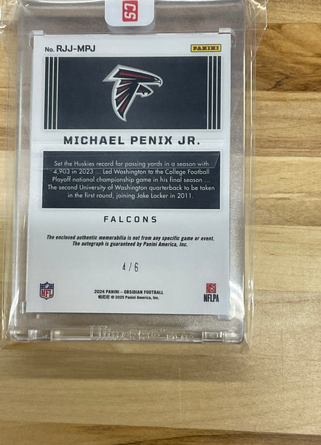 2024 Obsidian Michael Penix Patch Auto /6 Single