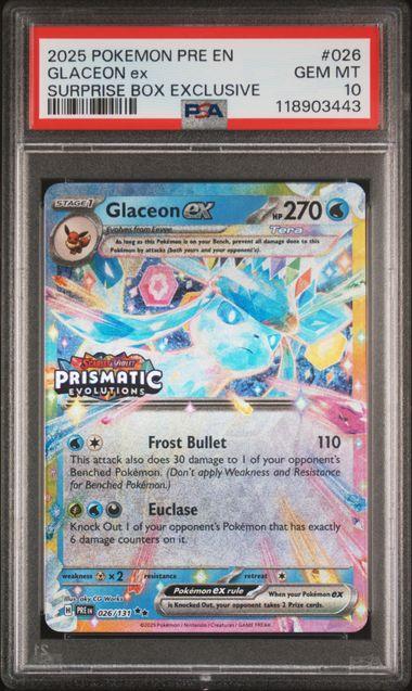 2025 Pokemon Prismatic Evolution Glaceon ex 026 PSA 10