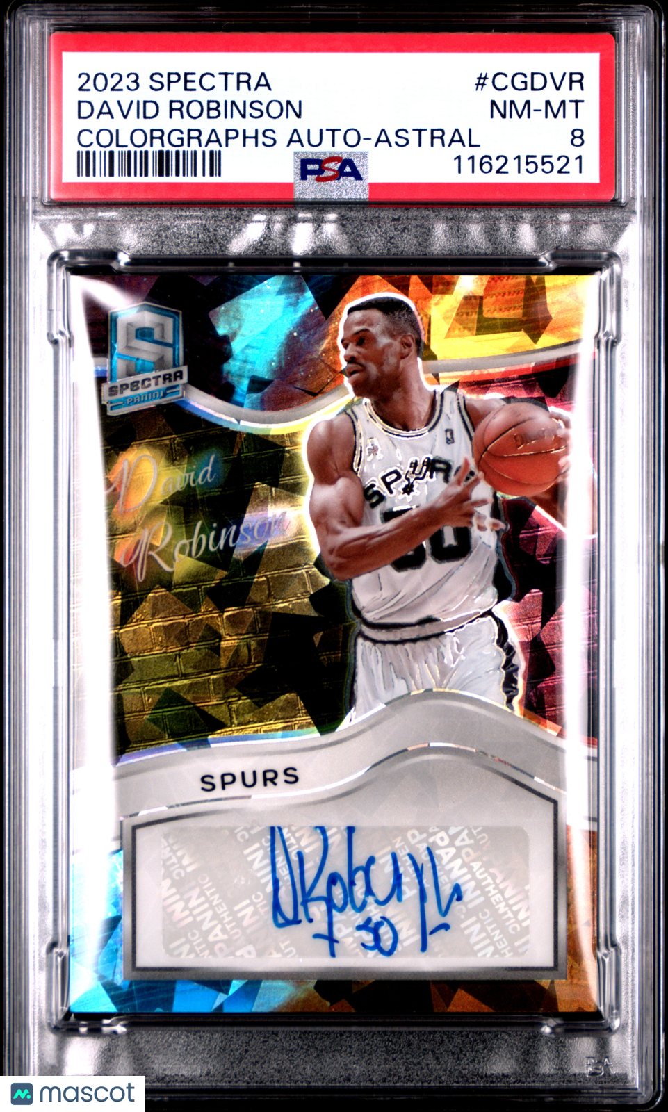 2023 Panini Spectra Colorgraphs Autographs David Robinson Astral #CGDVR PSA 8