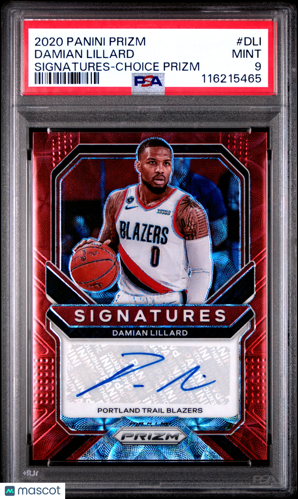 2020 Panini Prizm Signatures Damian Lillard Choice #DLI PSA 9