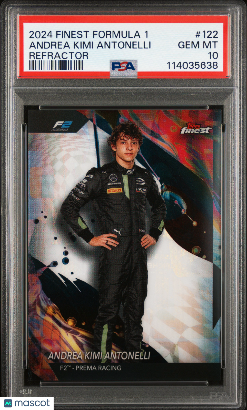 2024 Topps Finest Formula 1 Andrea Kimi Antonelli Refractor #122 PSA 10