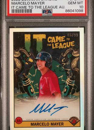 2022 Bowman Chrome It Came To The League Autographs Marcelo Mayer Au. #CFLMM 86/99 PSA 10