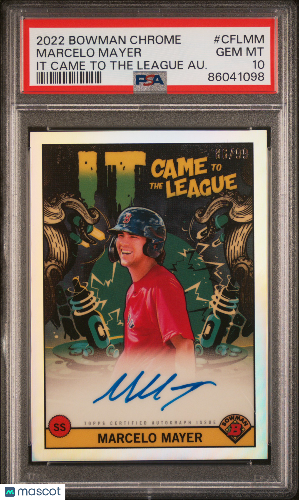 2022 Bowman Chrome It Came To The League Autographs Marcelo Mayer Au. #CFLMM 86/99 PSA 10
