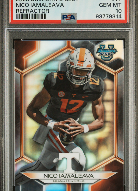 2023 Bowman University Best Nico Iamaleava Refractor #77 PSA 10