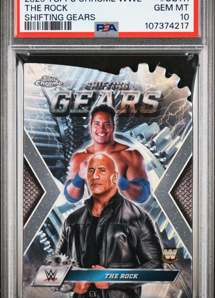 2025 Topps Chrome WWE Shifting Gears The Rock #SGTR PSA 10