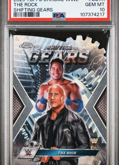 2025 Topps Chrome WWE Shifting Gears The Rock #SGTR PSA 10