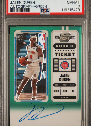 2022 Panini Contenders Optic Jalen Duren Autograph Green #111 PSA 8