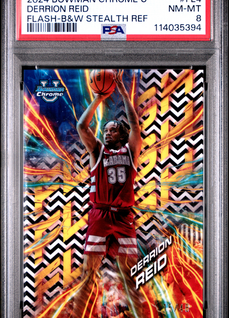 2024 Bowman Chrome University Flash Derrion Reid B&W Stealth Ref #FL4 15/48 PSA 8