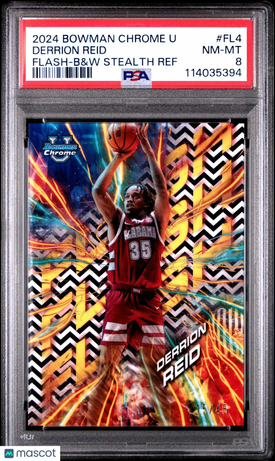 2024 Bowman Chrome University Flash Derrion Reid B&W Stealth Ref #FL4 15/48 PSA 8