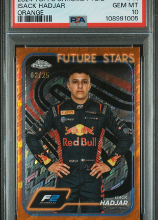 2024 Topps Chrome F1 Logofractor Edition Isack Hadjar Orange #41 3/25 PSA 10
