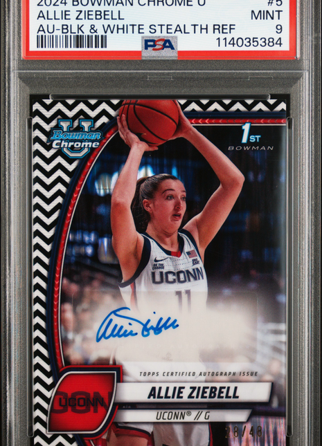 2024 Bowman Chrome University Allie Ziebell Au BLK & White Stealth Ref #5 PSA 9