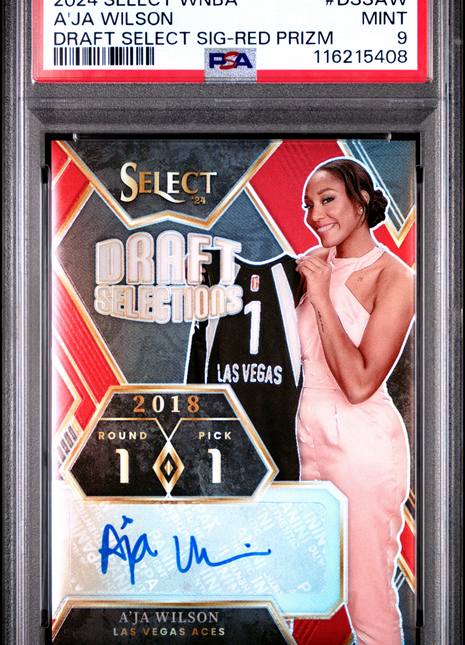 2024 Panini Select WNBA Draft Selections Signatures A'ja Wilson Red Prizm #DSSAW PSA 9