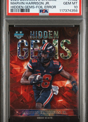 2023 Bowman University Chrome Hidden Gems Marvin Harrison JR. Foil Error #HG2 PSA 10